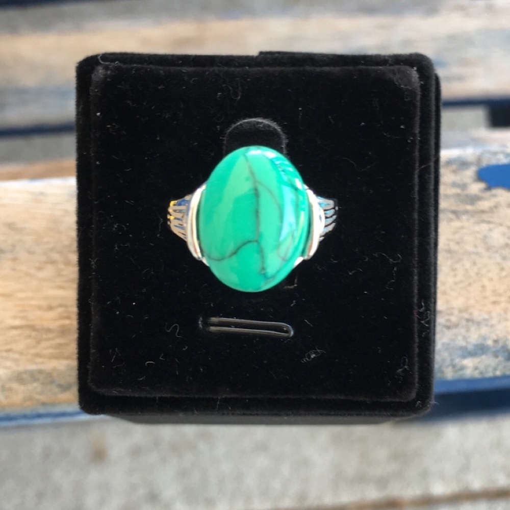 Turquoise Silver Filled Ring Sz 8